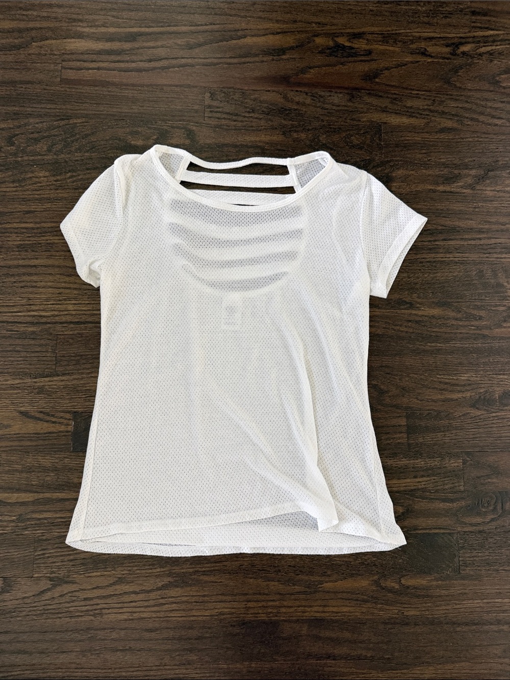 Athletic Works White Short-Sleeve Mesh Tee with Strappy Back